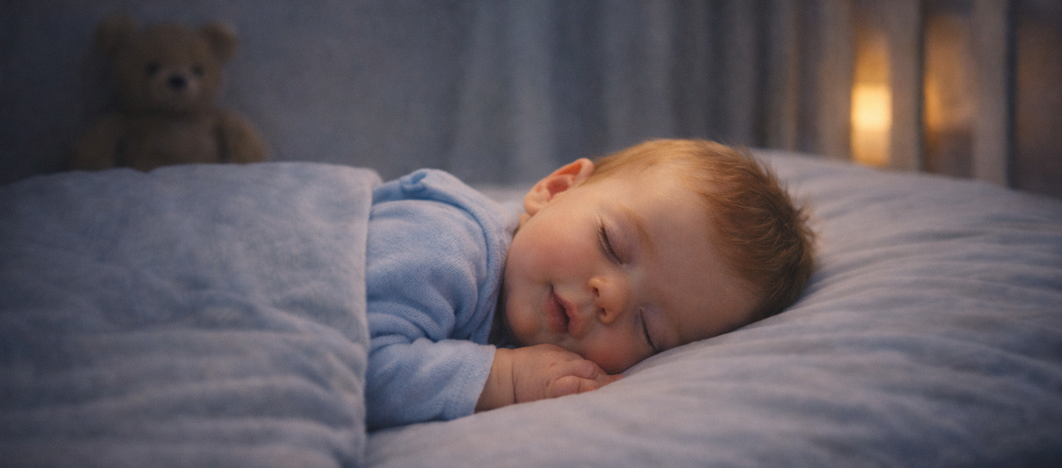 Sleeping baby in a darkened nursery